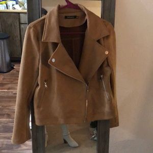 Faux suede motor jacket